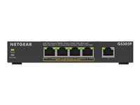 NETGEAR 300 Series GS305P - Version 3 - switch - SOHO - ikke administreret - 5 x 10/100/1000 (4 PoE+) - desktop, væg-monterbar - PoE+ (63 W) GS305P-300EUS