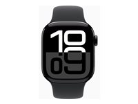 Apple Watch Series 10 (GPS + Cellular) - 42 mm - jet sort aluminium - smart ur med sportsbånd - fluoroelastomer - sort - båndstørrelse: S/M - 64 GB - LTE, Wi-Fi 4, UWB, Bluetooth - 4G - 29.3 g MWX63QN/A