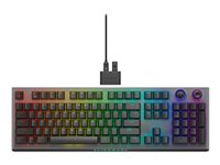 Alienware Tri-Mode AW920K - Tastatur - AlienFX per-nøgle RGB/16,8 millioner farver - trådløs - USB, 2.4 GHz, Bluetooth 5.1 - QWERTY - USA - tastkontakt: CHERRY MX Red - Dark Side of the Moon AW920K-G-WW