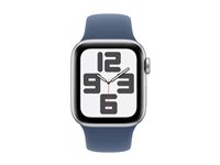 Apple Watch SE (GPS + Cellular) - 2. generation - 40 mm - sølvaluminium - smart ur med sportsbånd - fluoroelastomer - denim - båndstørrelse: M/L - 32 GB - LTE, Wi-Fi 4, Bluetooth - 4G - 27.8 g MXGG3QN/A