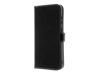 Insmat Exclusive - Bagsidecover til mobiltelefon - ægte læder, karton+papir+aluminiumsfolie, termoplastisk polyuretan (TPU), bomuldssyninger - sort - for Samsung Galaxy A35 650-3230