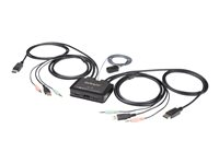 StarTech.com 2 Port DisplayPort KVM Switch, 4K 60Hz, Compact Dual Port UHD DP 1.2 USB Desktop KVM Switch w/ Integrated 4ft Cables & Audio, Bus Powered & Remote Switching, MacBook ThinkPad - 4K KVM Switch w/ Audio (SV211DPUA4K) - KVM / audio-switch - 2 x KVM / audio - desktop SV211DPUA4K