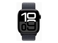 Apple Watch Series 10 (GPS + Cellular) - 42 mm - jet sort aluminium - smart ur med sportsløkke - blød dobbeltlagsnylon - blæk - håndledsstørrelse: 130-200 mm - 64 GB - LTE, Wi-Fi 4, UWB, Bluetooth - 4G - 29.3 g MWX83QN/A