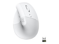 Logitech Lift for Business - Lodret mus - ergonomisk - 6 knapper - trådløs - Bluetooth, 2.4 GHz - Logitech Logi Bolt USB-modtager - off-white 910-006496