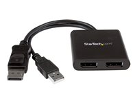 StarTech.com 2-Port Multi Monitor Adapter, DisplayPort 1.2 MST Hub, Dual 4K 30Hz or 1080p, USB Bus Powered, Video Splitter for Extended Desktop Mode on Windows Only, DP to 2x DP MST Hub - Multi Stream Transport (MSTDP122DP) - Videosplitter - 2 x DisplayPort - desktop - for P/N: SV231DPU34K MSTDP122DP
