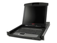 APC LCD Console - KVM-konsol med KVM switch - 16 porte - PS/2 - 17" - rackversion - VGA - sort - 1U - for P/N: AR3106SP, SMX1000C, SMX1500RM2UC, SMX1500RM2UCNC, SMX750C, SMX750CNC, SRT5KRMXLW-TW AP5816