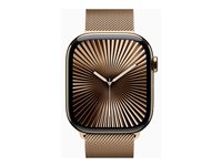 Apple Watch Series 10 (GPS + Cellular) - 46 mm - guld titanium - smart ur med milanesisk løkke - rustfrit stålnet - guld - båndstørrelse: S/M - 64 GB - LTE, Wi-Fi 4, UWB, Bluetooth - 4G - 41.7 g MC7T4QN/A