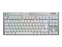 Logitech G G915 X - Tastatur - gaming, LIGHTSPEED - TKL - bagbelyst - trådløs - USB-C, Bluetooth, 2.4 GHz - hvid 920-012735