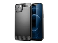 Insmat C&S Style - Bagsidecover til mobiltelefon - termoplastisk polyuretan (TPU) - karbonfiber, børstet stål - for Apple iPhone 14 650-1107