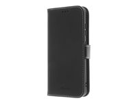 Insmat Exclusive - Flipomslag til mobiltelefon - ægte læder, papir, polyurethan, karton, bomuld, aluminumfolie, bronze, termoplastisk polyuretan (TPU) - sort - for Samsung Galaxy S23+ 650-3135