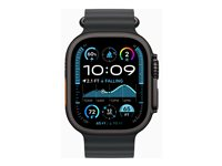 Apple Watch Ultra 2 - 49 mm - sort titanium - smart ur med Ocean-bånd - fluoroelastomer - sort - håndledsstørrelse: 130-200 mm - 64 GB - LTE, Wi-Fi 4, UWB, Bluetooth - 4G - 61.8 g MX4P3DH/A