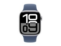 Apple Watch Series 10 (GPS + Cellular) - 42 mm - sølvaluminium - smart ur med sportsbånd - fluoroelastomer - denim - båndstørrelse: S/M - 64 GB - LTE, Wi-Fi 4, UWB, Bluetooth - 4G - 29.3 g MWX33QN/A