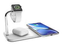 ZENS Dual+Watch Aluminium Wireless Charger - Trådløs opladningsmåtte + AC-strømadapter - 20 Watt - Apple Fast Charge, FC - hvid - for Apple Watch ZEDC05W/00