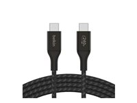 Belkin BoostCharge - USB-kabel - 24 pin USB-C (han) til 24 pin USB-C (han) - USB 2.0 - 2 m - op til 240 W strømforsyningssupport - sort CAB015BT2MBK