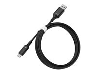OtterBox Standard - USB-kabel - 24 pin USB-C (han) til USB (han) - USB 2.0 - 3 A - 2 m - sort 78-52659