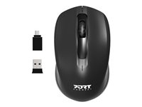 PORT Connect - Mus - højre- og venstrehåndet - optisk - 3 knapper - trådløs - 2.4 GHz - trådløs modtager (USB) - detailsalg 900508