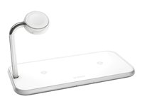 ZENS Dual+Watch Aluminium Wireless Charger - Trådløs opladningsmåtte + AC-strømadapter - 20 Watt - Apple Fast Charge, FC - hvid - for Apple Watch ZEDC05W/00