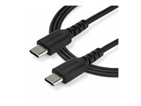 StarTech.com 1m USB C Charging Cable, Durable Fast Charge & Sync USB 2.0 Type C to USB C Laptop Charger Cord, TPE Jacket Aramid Fiber M/M 60W Black, Samsung S10, S20 iPad Pro MS Surface - Heavy Duty and Rugged - USB-kabel - 24 pin USB-C (han) lige til 24 pin USB-C (han) lige - Thunderbolt 3 / USB 2.0 - 1 m - sort - for P/N: CDP2HDUACP2, SECTBLTDT RUSB2CC1MB