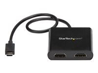 StarTech.com 2-Port Multi Monitor Adapter, USB-C to 2x HDMI Video Splitter, USB Type-C DP Alt Mode to HDMI MST Hub, Dual 4K 30Hz or 1080p 60Hz, Compatible with Thunderbolt 3, Windows Only - Multi Stream Transport (MSTCDP122HD) - Adapterkabel - 24 pin USB-C han til HDMI hun - 44 m - sort - 4K30 Hz (3840 x 2160) support, 2560 x 1600 (WQXGA) support 60 Hz - for P/N: TB33A1C MSTCDP122HD