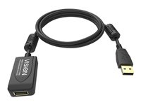 Vision Professional - USB forlængerkabel - USB (han) til USB (hun) - USB 2.0 - 5 m - aktiv booster inline - sort TC 5MUSBEXT+/BL