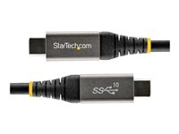 StarTech.com 3ft (1m) USB C Cable 10Gbps, USB-IF Certified USB-C Cable, USB 3.1/3.2 Gen 2 Type-C Cable, 100W (5A) Power Delivery Charging, DP Alt Mode, USB C to C Cord, Charge & Sync - Thunderbolt 3 Compatible (USB31CCV1M) - USB-kabel - 24 pin USB-C (han) til 24 pin USB-C (han) - USB 3.2 Gen 2 / DisplayPort 1.4 /Thunderbolt 3 - 1 m - 4K support - sort, grå USB31CCV1M
