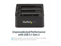 StarTech.com Dual-Bay USB 3.1 to SATA Hard Drive Docking Station, USB 3.1 (10 Gbps) Hard Drive Dock, External 2.53.5 SATA IIIIII, SSDHDD Docking Station, Hot-Swap Hard Drive Bay - Top-Loading - Lagringskontrol - 2.5", 3.5" - USB 3.1 (Gen 2) - sort SDOCK2U313