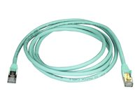 StarTech.com 2m CAT6A Ethernet Cable, 10 Gigabit Shielded Snagless RJ45 100W PoE Patch Cord, CAT 6A 10GbE STP Network Cable w/Strain Relief, Aqua, Fluke Tested/UL Certified Wiring/TIA - Category 6A - 26AWG (6ASPAT2MAQ) - Patchkabel - RJ-45 (han) til RJ-45 (han) - 2 m - STP - CAT 6a - formet, knastfri - akvamarin 6ASPAT2MAQ