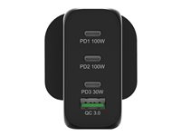 PORT Connect - Strømforsyningsadapter - GaN-teknologi - 120 Watt - 5 A - PD, PD 3.0, QC - 4 output-stikforbindelser (USB Type A, 3 x USB-C) - sort - Europa 900107-UK