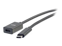 C2G 3ft USB-C to C 3.1 (Gen 1) Male to Female Extension Cable (5Gbps) - USB-forlængerkabel - 24 pin USB-C (han) til 24 pin USB-C (hun) - USB 3.1 Gen 1 / Thunderbolt 3 - 3 A - 90 cm - formet - sort 88656
