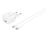Belkin BoostCharge - Strømforsyningsadapter - PPS-teknologi - 25 Watt - PD 3.1/PPS, Fast Charge (24 pin USB-C) - på kabel: USB-C - med USB-C-kabel (1 m) WCA012KQ1MWH-B6