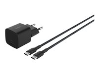 Belkin BoostCharge - Strømforsyningsadapter - PPS-teknologi - 25 Watt - PD 3.1/PPS, Fast Charge (24 pin USB-C) - på kabel: USB-C - med USB-C-kabel (1 m) WCA012KQ1MBK-B6