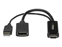 StarTech.com 4K 30Hz HDMI to DisplayPort Video Adapter w/ USB Power - 6 in - HDMI 1.4 (Male) to DP 1.2 (Female) Active Monitor Converter (HD2DP) - Adapterkabel - HDMI, USB (kun strøm) han til DisplayPort hun - 25.5 cm - sort - aktiv, 4K30 Hz (3840 x 2160) support - for P/N: SV211HDUC, SV221HUC4K HD2DP
