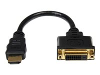 StarTech.com HDMI Male to DVI Female Adapter - 8in - 1080p DVI-D Gender Changer Cable (HDDVIMF8IN) - Videoadapter - HDMI han til DVI-D hun - 20.32 cm - afskærmet - sort - for P/N: BNDDKT30CAHV, CDP2DVIMM2MB, DKT30CSDHPD, DKT30CSDHPD3, DP2DVI2MM3, DP2DVIMM6X10 HDDVIMF8IN