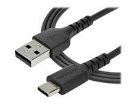 StarTech.com 2m USB A to USB C Charging Cable, Durable Fast Charge & Sync USB 2.0 to USB Type C Data Cord, Rugged TPE Jacket Aramid Fiber M/M 3A Black, Samsung S10, S20, iPad Pro, Pixel - Heavy Duty and Rugged - USB-kabel - USB (han) lige til 24 pin USB-C (han) lige - Thunderbolt 3 / USB 2.0 - 2 m - sort - for P/N: CDP2HDUACP2, SECTBLTDT, STNDTBLTMOB RUSB2AC2MB