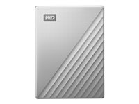 WD My Passport Ultra for Mac WDBPMV0040BSL - Harddisk - krypteret - 4 TB - ekstern (bærbar) - USB 3.0 (USB-C stikforbindelse) - 256-bit AES - sølv WDBPMV0040BSL-WESN