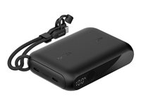 Belkin BoostCharge - Powerbank - 10000 mAh - 20 Watt - PD, Fast Charge - 2 output-stikforbindelser (24 pin USB-C) - på kabel: USB-C BPB027HQBK