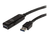StarTech.com 16.4ft Active USB 3.0 Extension Cable with AC Power Adapter - Shielded - Male to Female USB USB 3.1 Gen 1 Type A (5Gbps) Extender (USB3AAEXT5M) - USB forlængerkabel - USB Type A (han) til USB Type A (hun) - USB 3.0 - 5 m - aktiv - sort - for P/N: PEXUSB3S2EI, PEXUSB3S42, PEXUSB3S7, ST7300U3M, ST7300USB3B, SVA5H2NEUA, USB3SAA3MBK USB3AAEXT5M