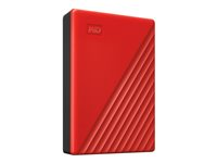 WD My Passport WDBPKJ0040BRD - Harddisk - krypteret - 4 TB - ekstern (bærbar) - USB 3.2 Gen 1 - 256-bit AES - rød WDBPKJ0040BRD-WESN