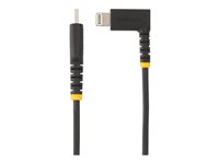 StarTech.com 6ft (2m) Durable USB-C to Lightning Cable - Right-Angled Heavy Duty Aramid Fiber USB Type-C to Lightning Charging/Sync Cord - Apple MFi Certified - Rugged iPhone Lightning Cable - Lightning-kabel - 24 pin USB-C han til Lightning han - 2 m - sort RUSB2CLTMM2MR