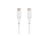 Belkin BoostCharge - USB-kabel - 24 pin USB-C (han) til 24 pin USB-C (han) - USB 2.0 - 3 A - 1 m - hvid (pakke med 2) CAB003BT1MWH2PK