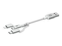 ZAGG - Opladning/datakabel - USB han til Micro-USB Type B, Lightning, 24 pin USB-C han - 1 m - hvid 409903219