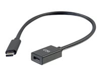 C2G 1ft USB-C to C 3.1 (Gen 2) Male to Female Extension Cable (10Gbps) - USB-forlængerkabel - 24 pin USB-C (han) til 24 pin USB-C (hun) - USB 3.1 Gen 2 / Thunderbolt 3 - 3 A - 30 cm - formet - sort 88657