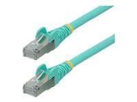 StarTech.com 1m CAT6a Ethernet Cable - Aqua - Low Smoke Zero Halogen (LSZH) - 10GbE 500MHz 100W PoE++ Snagless RJ-45 w/Strain Reliefs S/FTP Network Patch Cord - Patchkabel - RJ-45 (han) til RJ-45 (han) - 1 m - S/FTP - CAT 6a - IEEE 802.3bt - knastfri, strenget, formet, halogenfri - akvamarin NLAQ-1M-CAT6A-PATCH