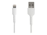 StarTech.com 6 ft(2m) Durable White USB-A to Lightning Cable, Heavy Duty Rugged Aramid Fiber USB Type A to Lightning Charger/Sync Power Cord, Apple MFi Certified iPad/iPhone 12 Pro Max - iPhone 7/8/11/11 Pro - Lightning-kabel - USB han lige til Lightning han lige - 2 m - dobbelt afskærmet - hvid RUSBLTMM2M