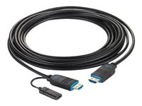 C2G 25ft (7.6m) C2G Performance Series High Speed HDMI Active Optical Cable (AOC) - 4K 60Hz Plenum Rated - High Speed - HDMI-kabel - HDMI han til HDMI, 24 pin USB-C - 7.6 m - sort - plenum, Active Optical Cable (AOC), 4K60 Hz support C2G41482