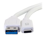 C2G 10ft USB C 3.0 to USB Cable - USB C to USB A - M/M - USB-kabel - USB Type A (han) til 24 pin USB-C (han) - USB 3.1 - 30 V - 3 A - 3.05 cm - hvid 28837