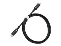 OtterBox Fast Charge Cable Standard - USB-kabel - 24 pin USB-C (han) til 24 pin USB-C (han) - USB 2.0 - 1 m - sort flimmer 78-52541