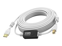 Vision Techconnect - USB-kabel - USB (han) til USB Type B (han) - USB 2.0 - 15 m - aktiv booster inline - hvid TC 15MUSB+/2