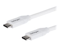 StarTech.com USB C to USB C Cable - 6 ft / 2m - 5A PD - M/M - White - USB 2.0 - USB-IF Certified - USB Type C Cable - USB C Charging Cable (USB2C5C2MW) - USB-kabel - 24 pin USB-C (han) til 24 pin USB-C (han) - Thunderbolt 3 / USB 2.0 - 5 A - 2 m - hvid USB2C5C2MW