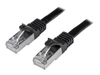 StarTech.com 1m CAT6 Ethernet Cable, 10 Gigabit Shielded Snagless RJ45 100W PoE Patch Cord, CAT 6 10GbE SFTP Network Cable w/Strain Relief, Black, Fluke Tested/Wiring is UL Certified/TIA - Category 6 - 26AWG (N6SPAT1MBK) - Patchkabel - RJ-45 (han) til RJ-45 (han) - 1 m - SFTP - CAT 6 - formet, knastfri - sort N6SPAT1MBK